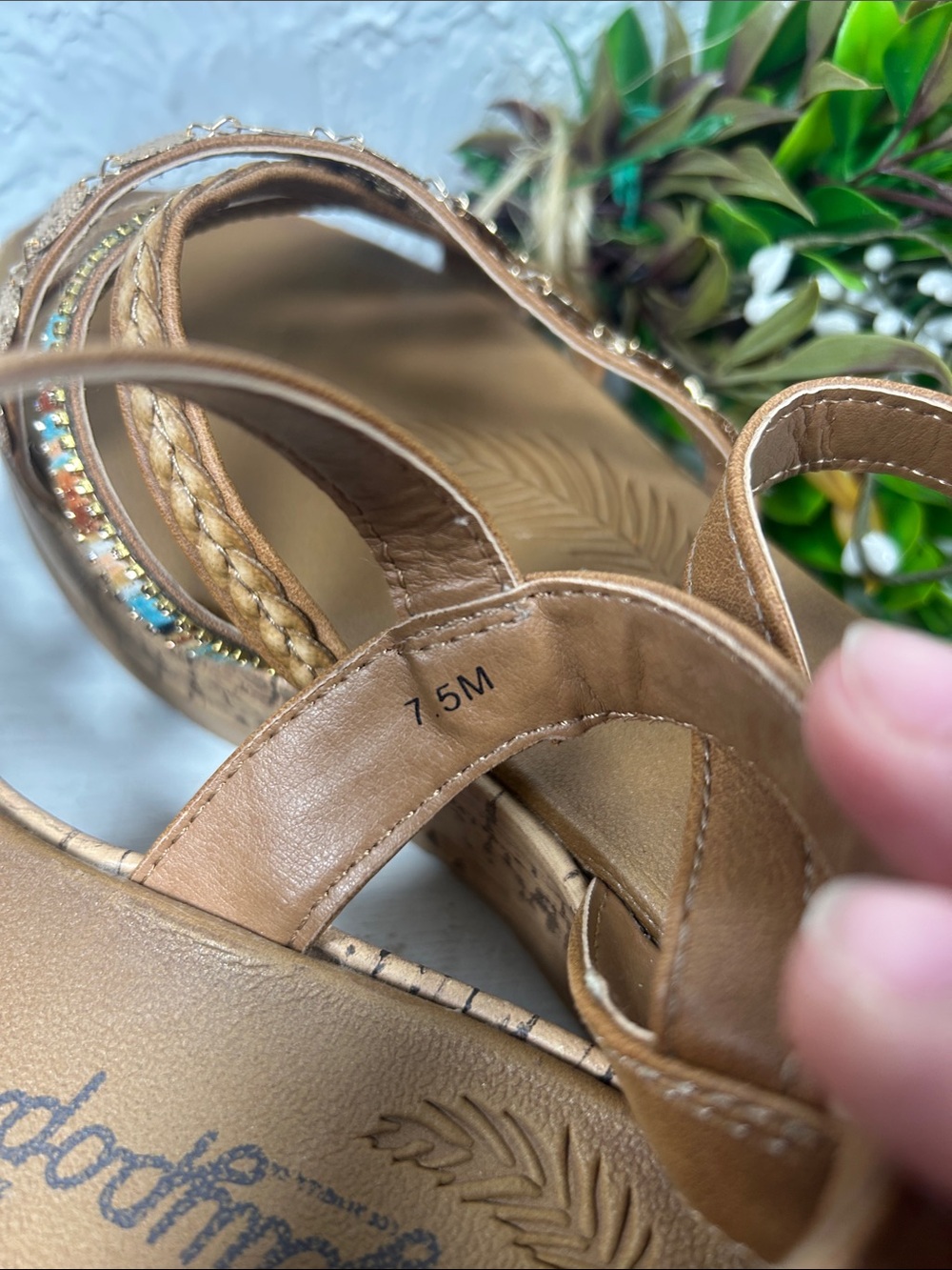 JellyPop Pierre Wedge Sandals Beaded Accents Stylish Cork Wedge Sandal - Picture 6 of 13